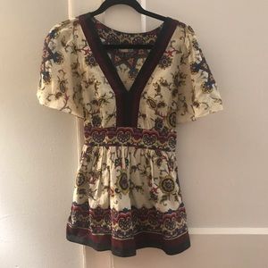Anthropologie peplum patterned blouse size 6